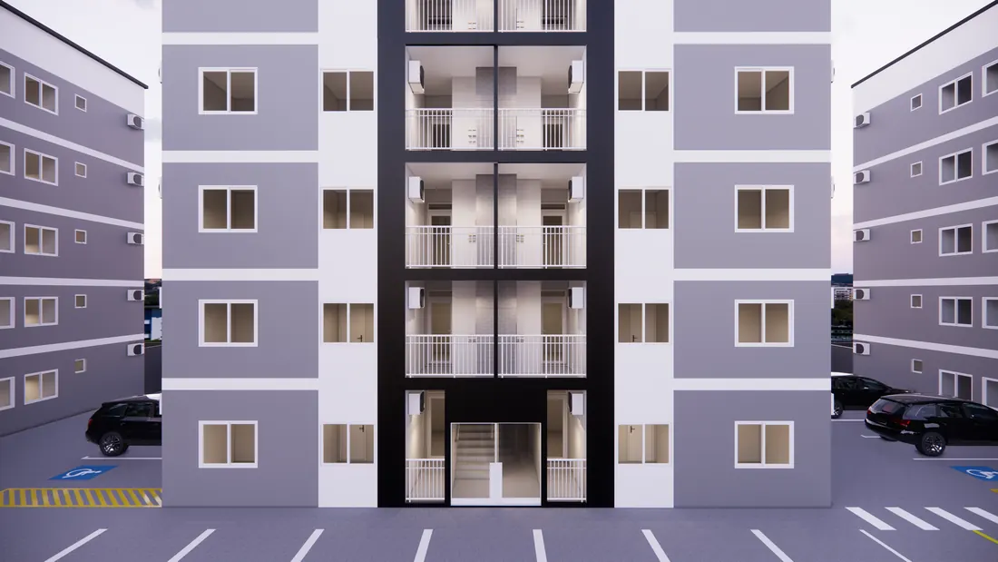 Vista frontal das torres do Leme Residencial