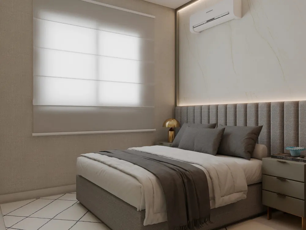 Quarto decorado do apartamento