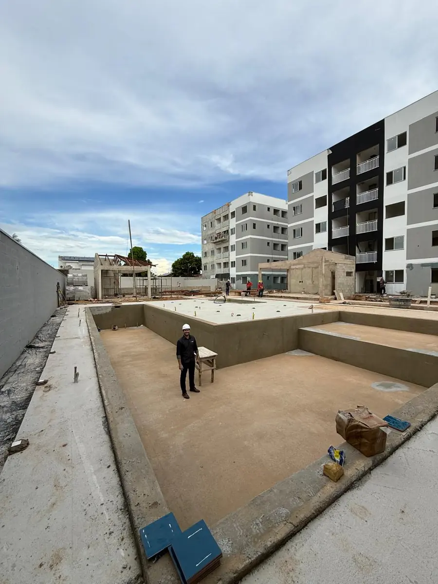 Foto da obra do Leme Residencial em andamento